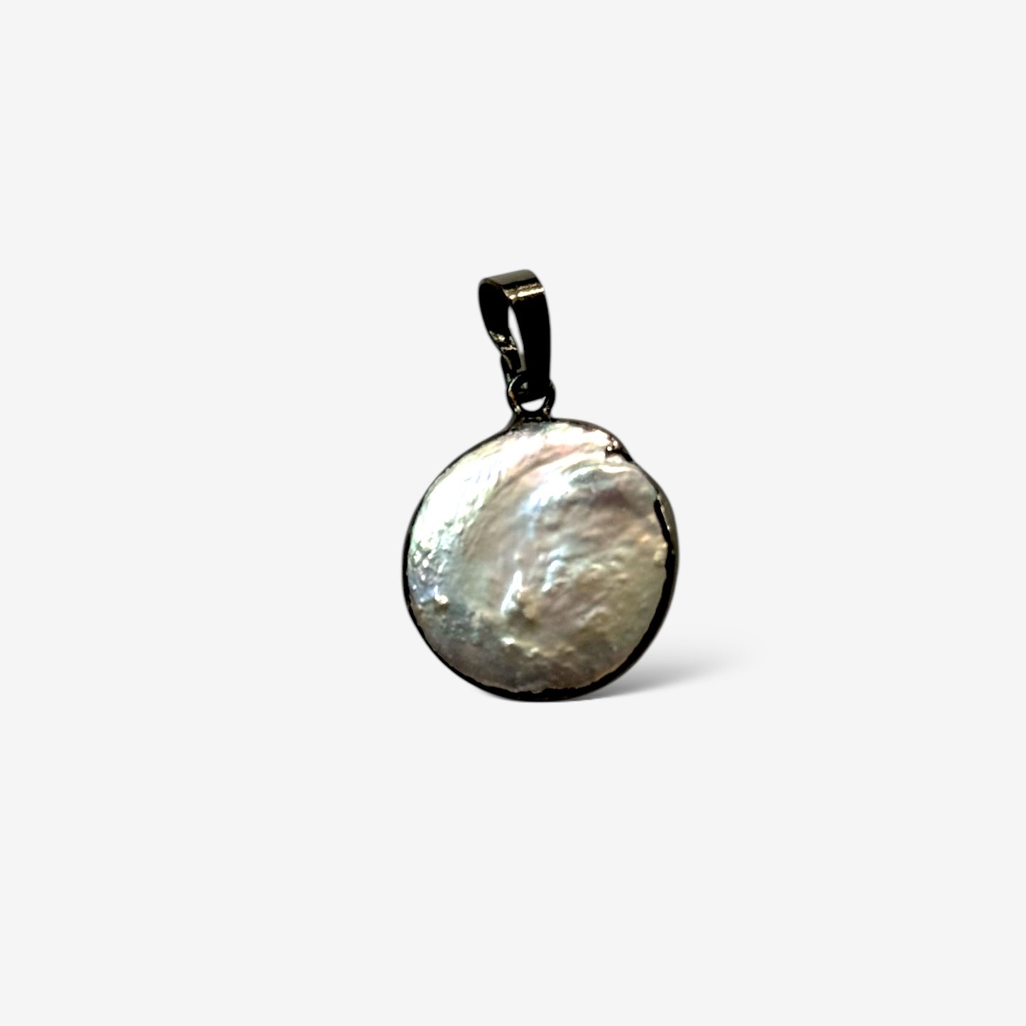 Round Gunmetal Pearl Charm