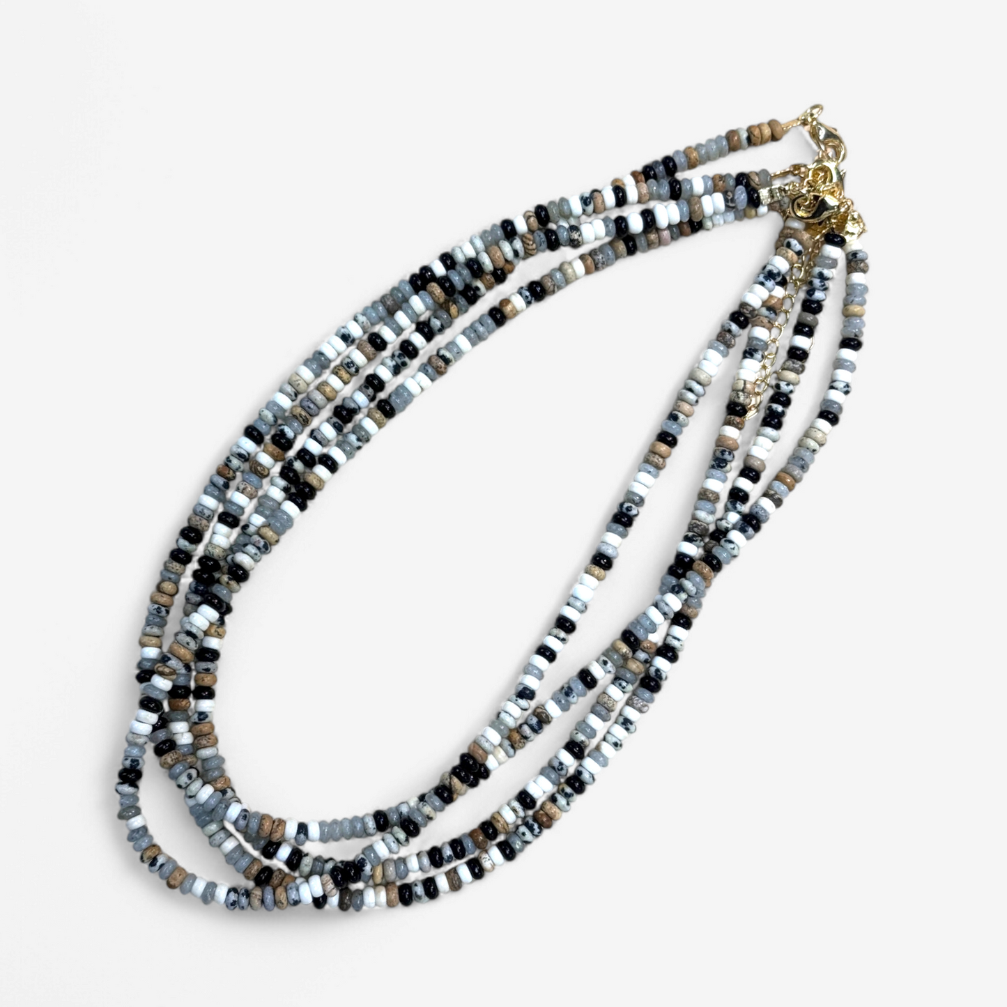 Monochrome Bead Necklaces jasper black