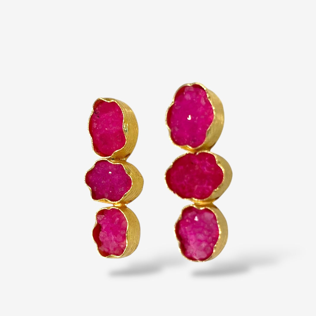 DRUZY 3 DROP EARRINGS