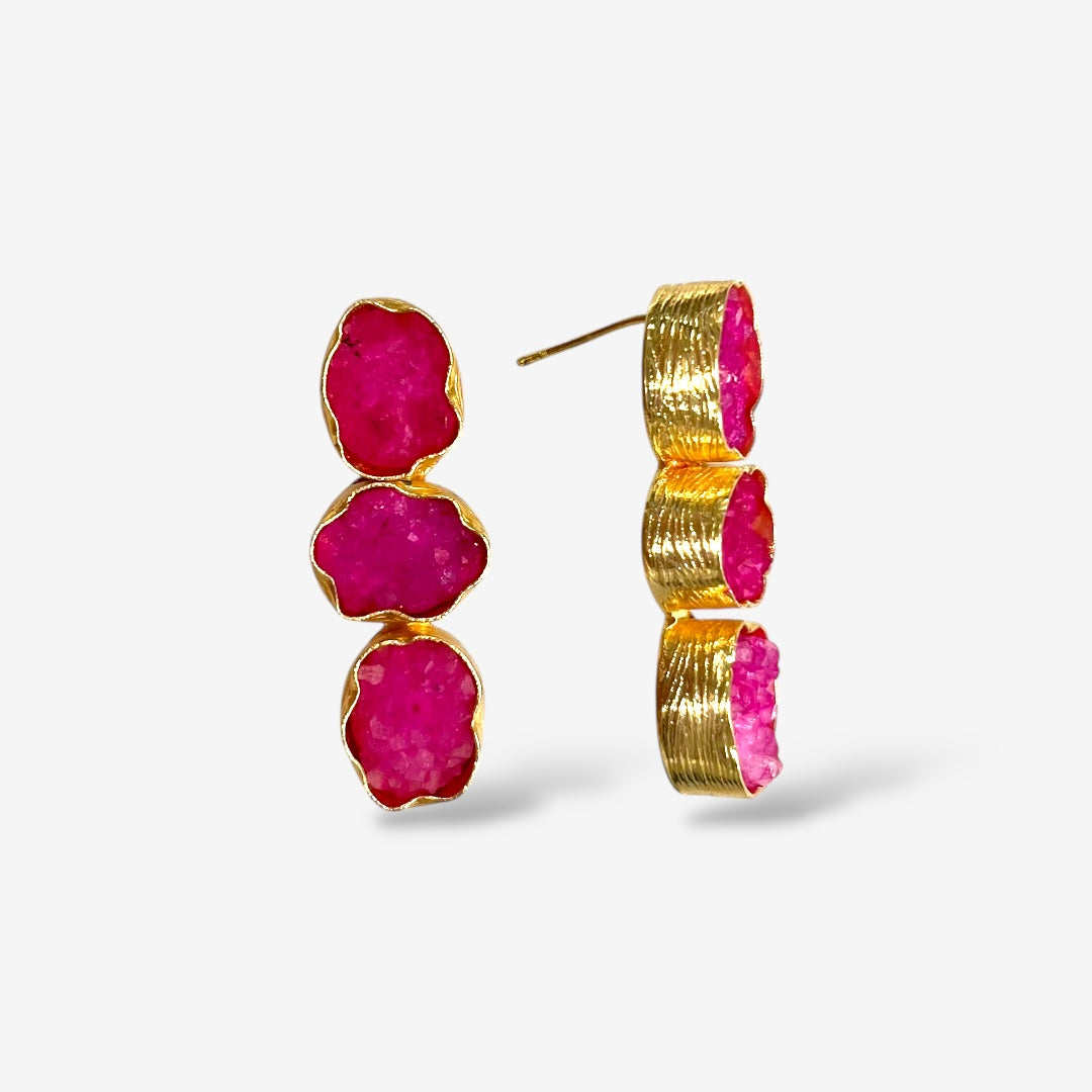 DRUZY 3 DROP EARRINGS