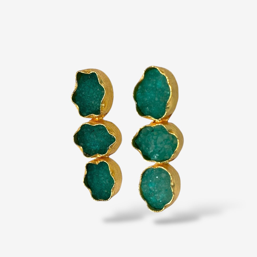 DRUZY 3 DROP EARRINGS