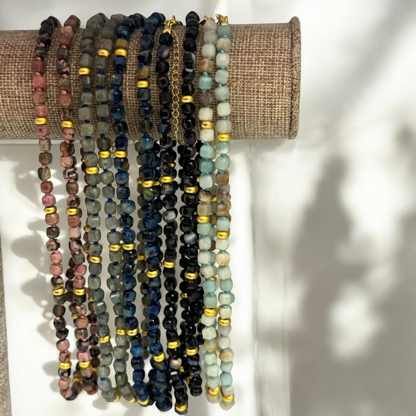 Spectrum Knotted Bead Necklaces