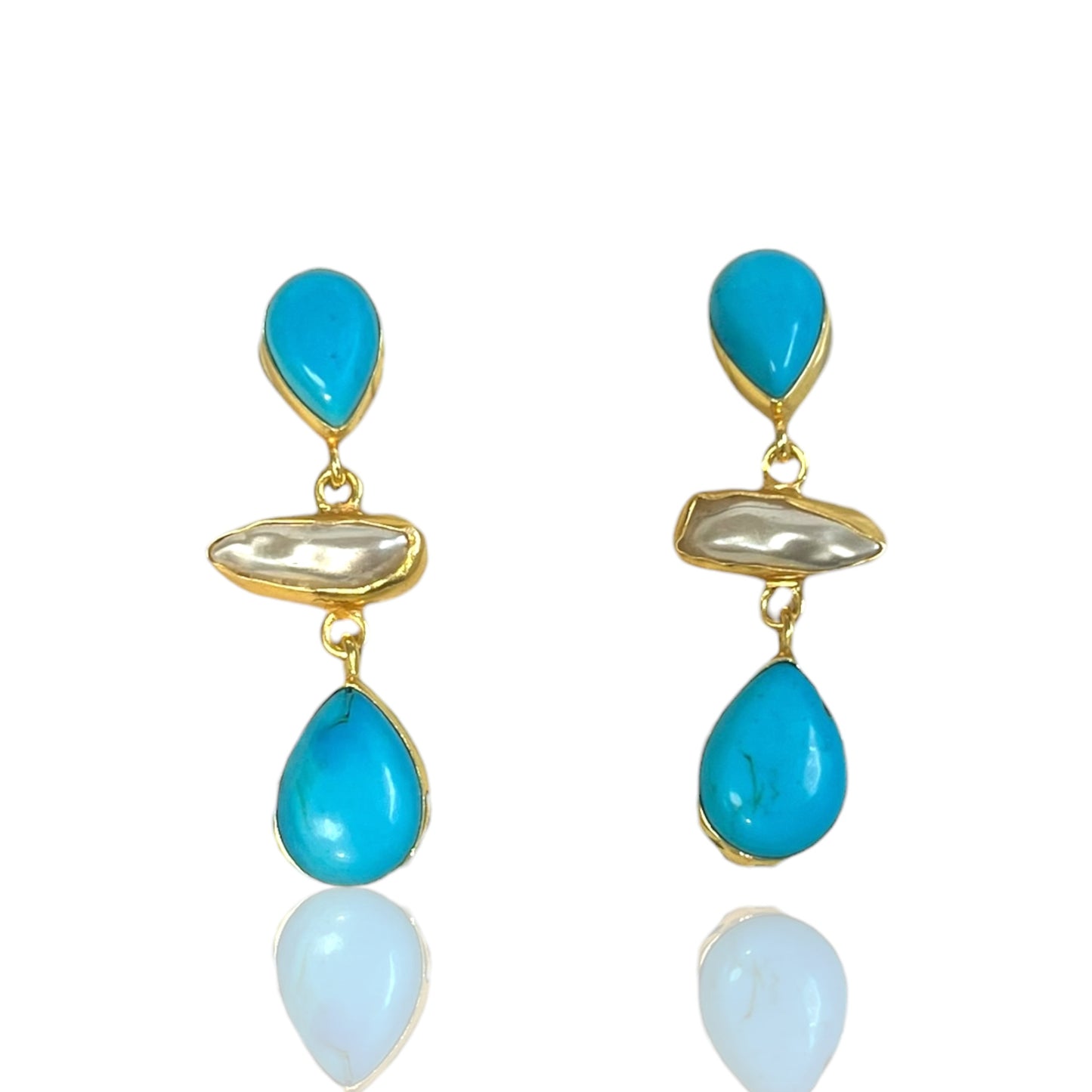 NATURAL STONE PEARL DANGLE EARRINGS