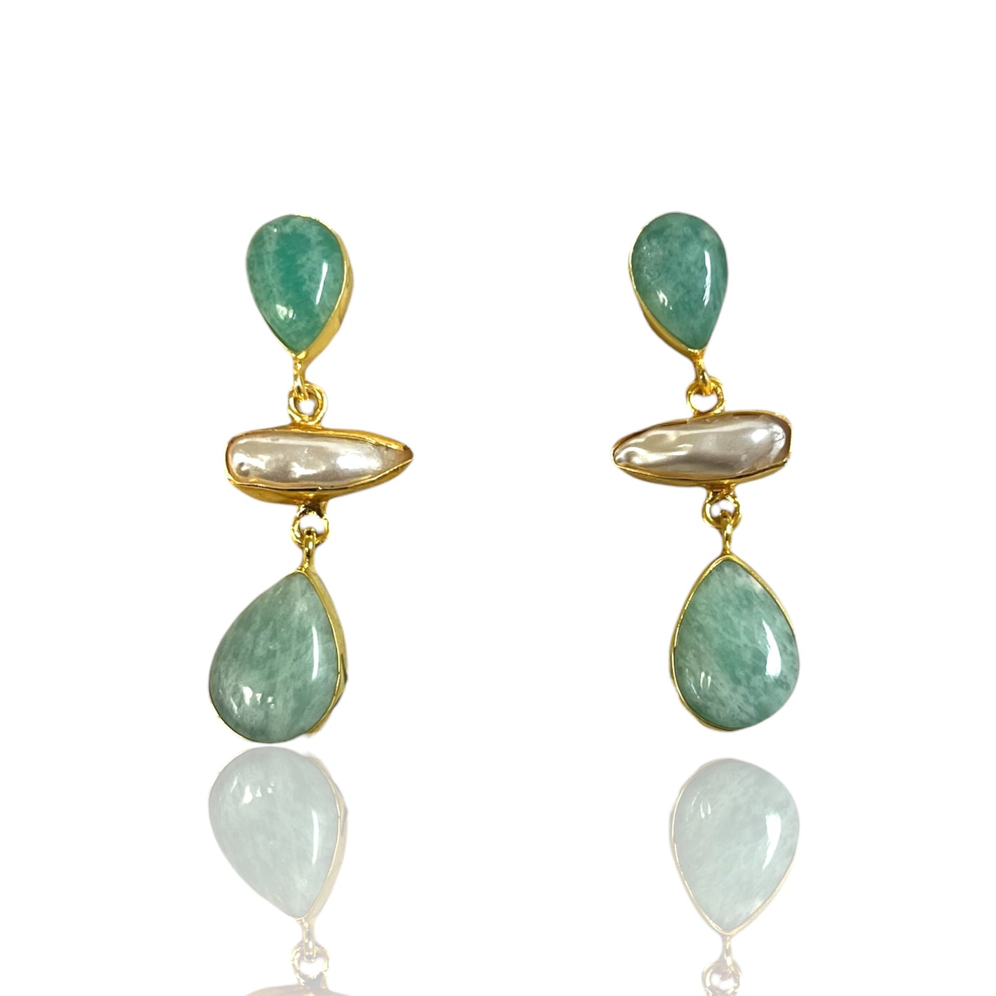 NATURAL STONE PEARL DANGLE EARRINGS