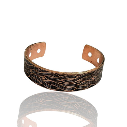 Cecile Copper Cuff | Etched Thick Band Magnetic Copper Cuff