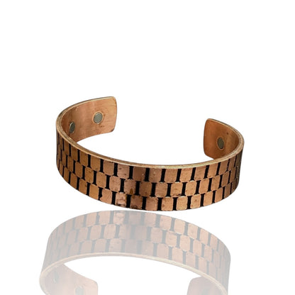 Cecile Copper Cuff | Etched Thick Band Magnetic Copper Cuff