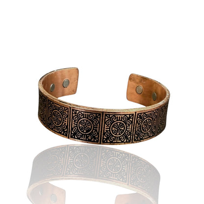 Cecile Copper Cuff | Etched Thick Band Magnetic Copper Cuff