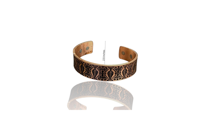 Cecile Copper Cuff | Etched Thick Band Magnetic Copper Cuff