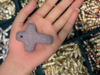 Lava Bead Cross Charm