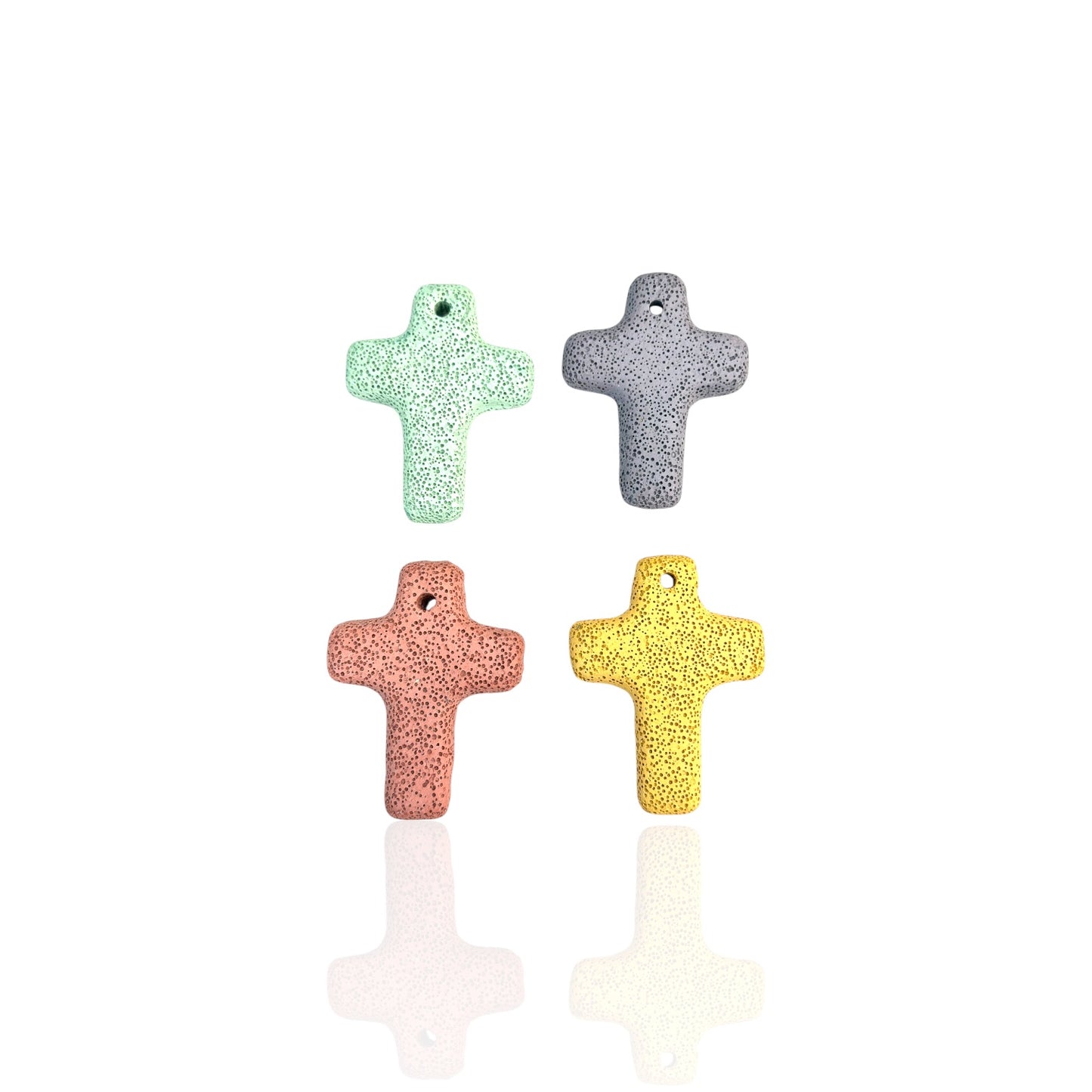 Lava Bead Cross Charm