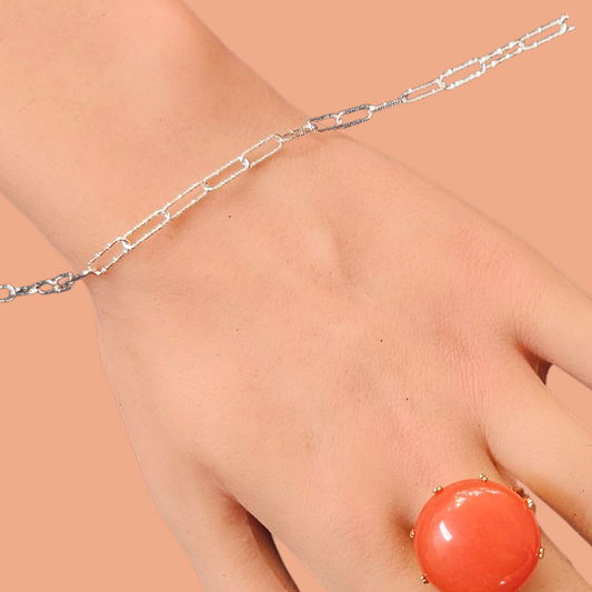 Sterling Hammered Paper Clip Chain