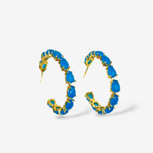 Azure Gem Hoop Earrings