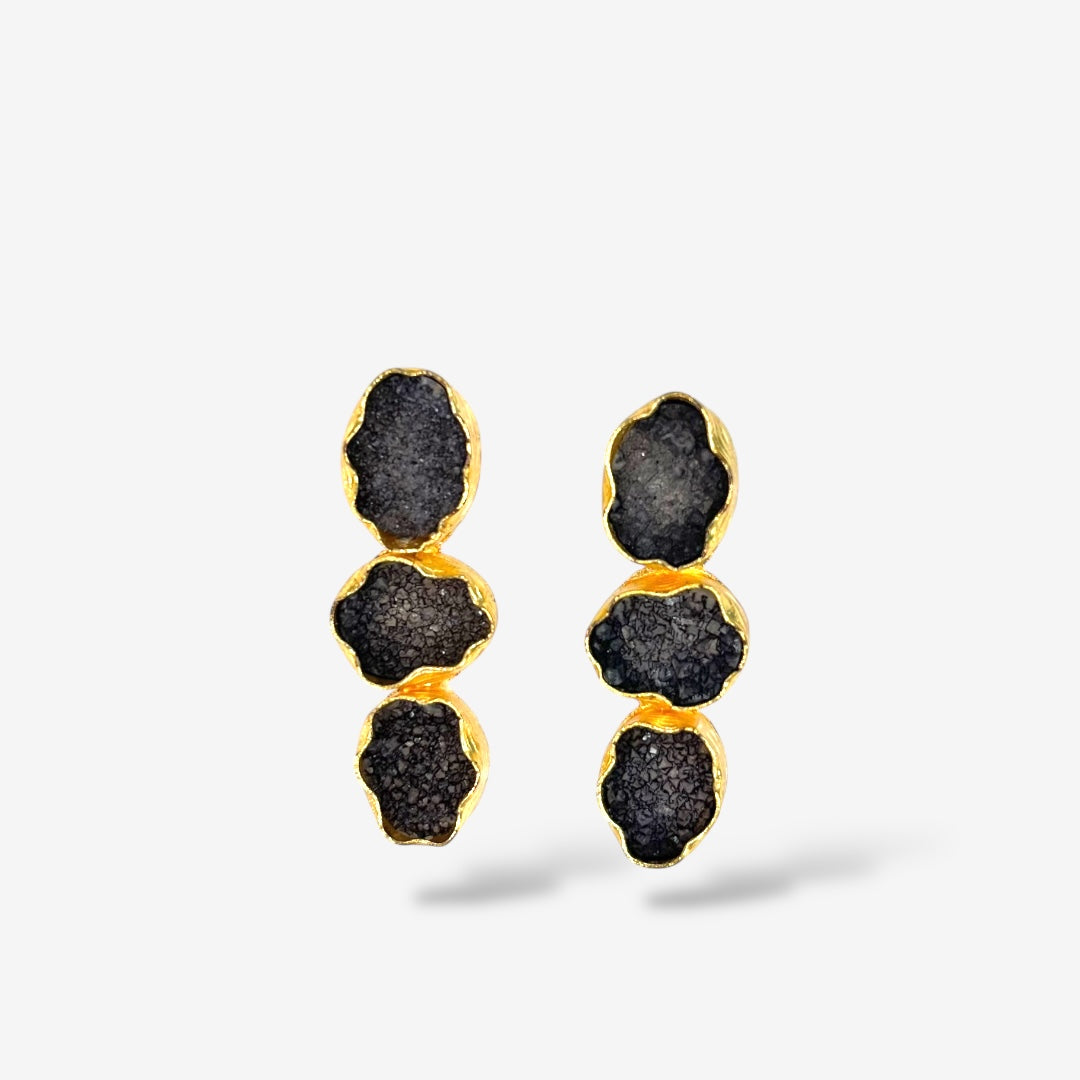 DRUZY 3 DROP EARRINGS