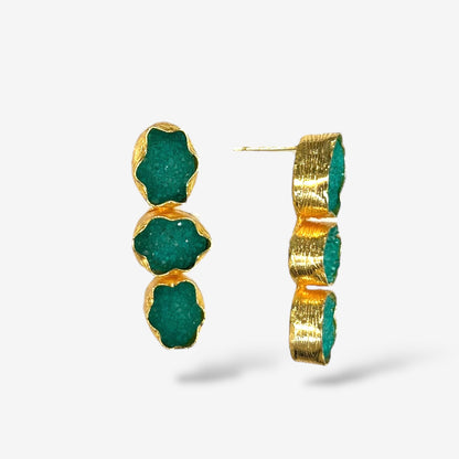 DRUZY 3 DROP EARRINGS