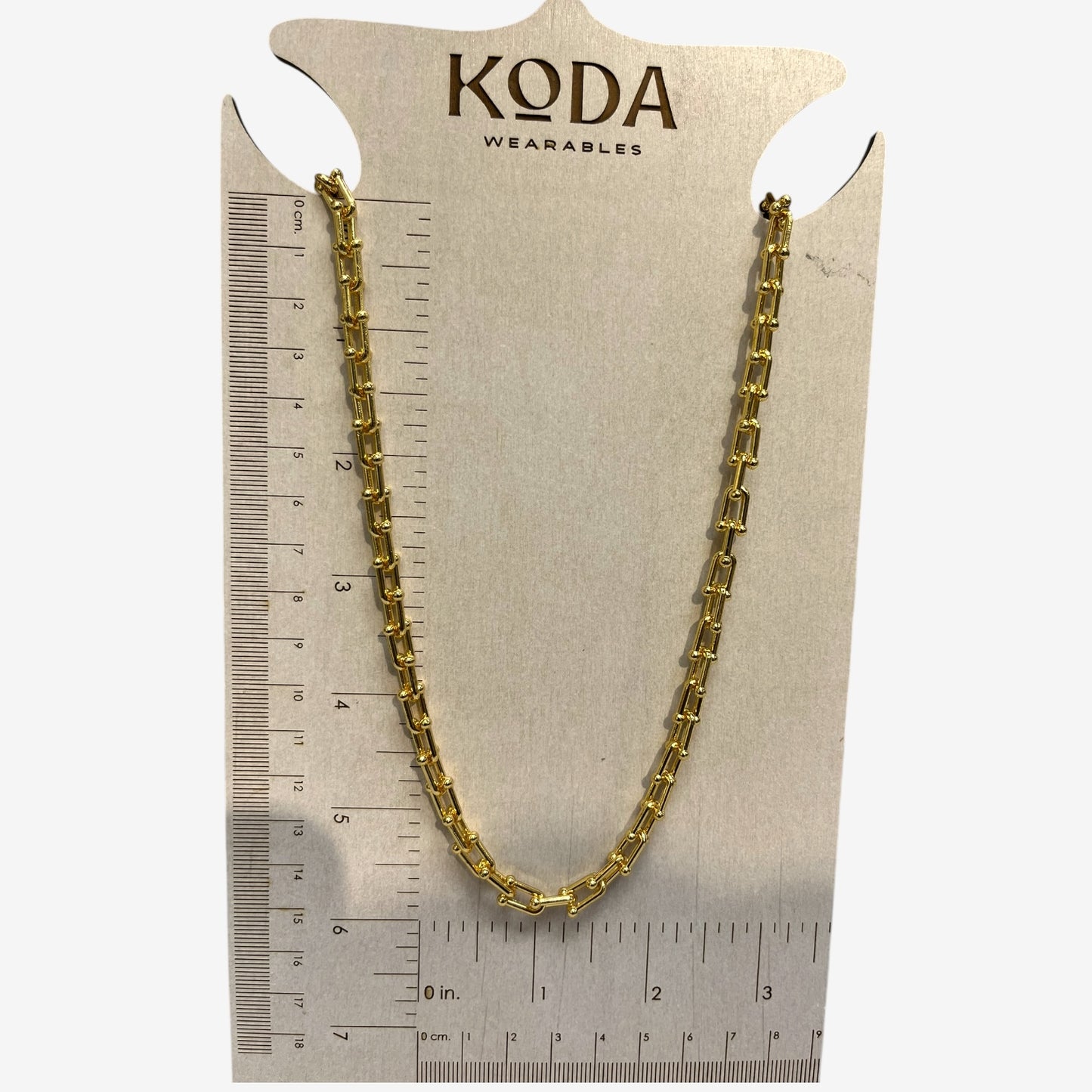 Hammered Horse Shoe Gold Chain