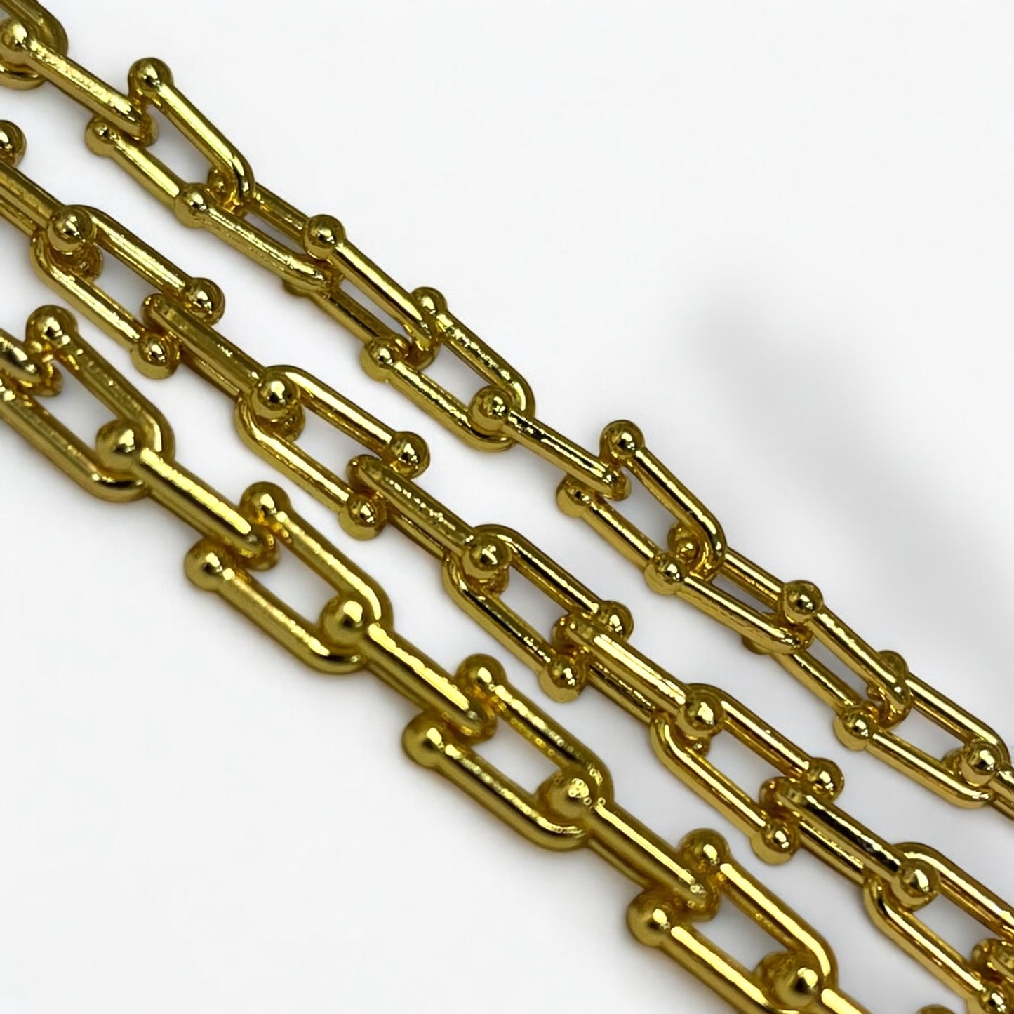 Hammered Horse Shoe Gold Chain