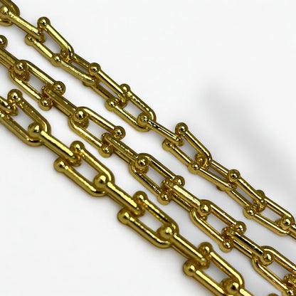 Hammered Horse Shoe Gold Chain