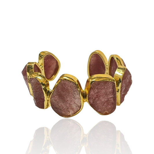 Pink Strawberry Quartz Cuff