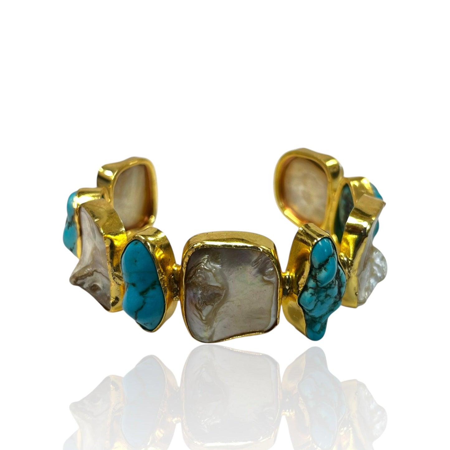 Turquoise & Pearl Cuff